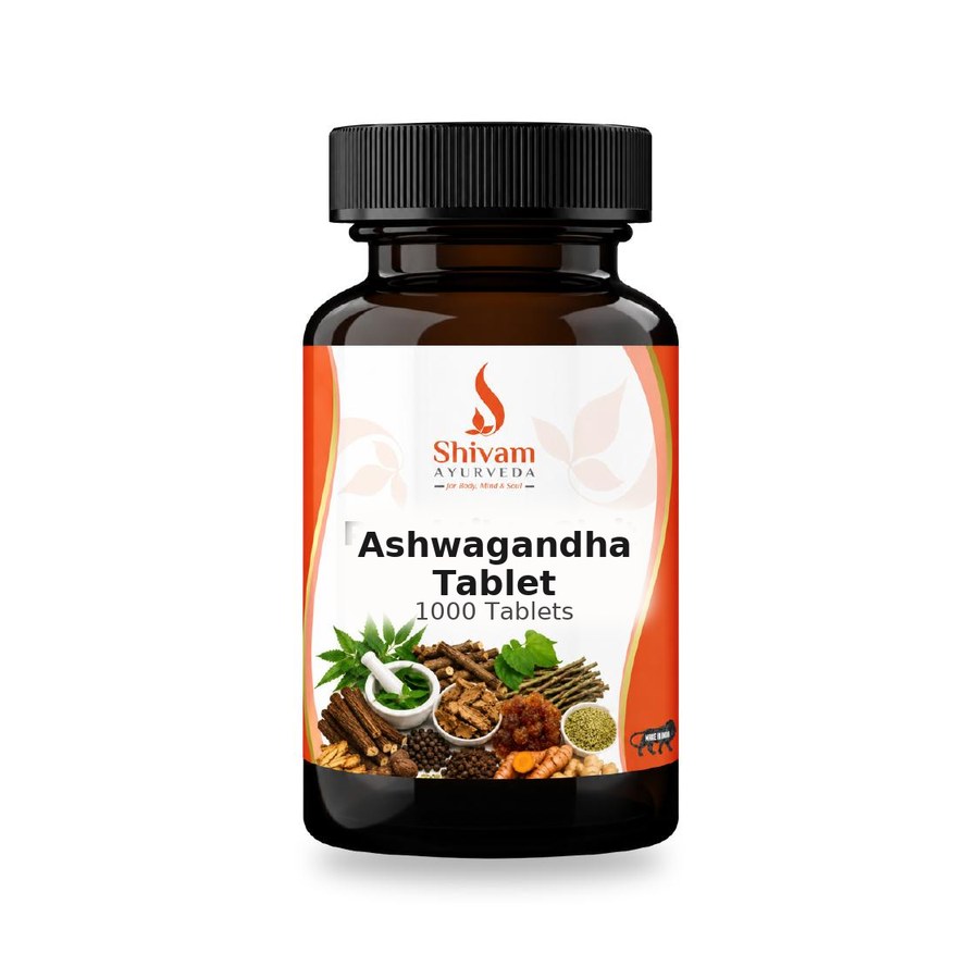 Ashwagandha Tablet from Shivam Ayurveda, Front of pack